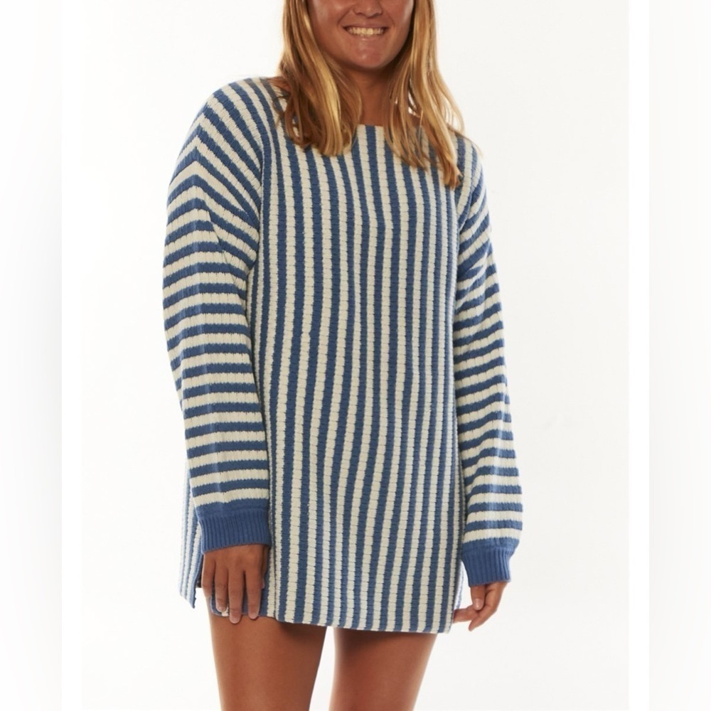 NWT Sisstrevolution Sandtrap Sweater Blueberry Stripe Coastal Beachy